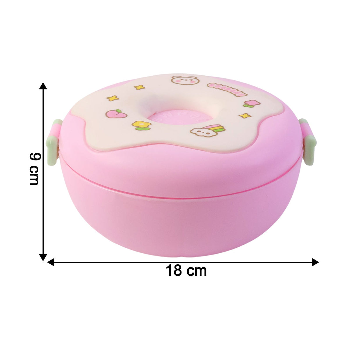 Cute Donut Shape Insulated Lunch Box | 3 Compartment | Mix Color