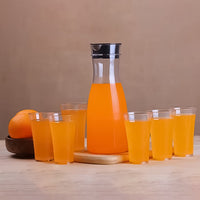 Transparent Unbreakable Water Juicy Jug and 6 Pcs. Glass Combo Set