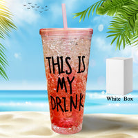 Plastic Creative Cold Drink Cup,  Double Wall Plastic Drinking Sport Bottle