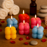 Multicolor Aesthetic Bubble Cube Wax Candles (6 Pc)