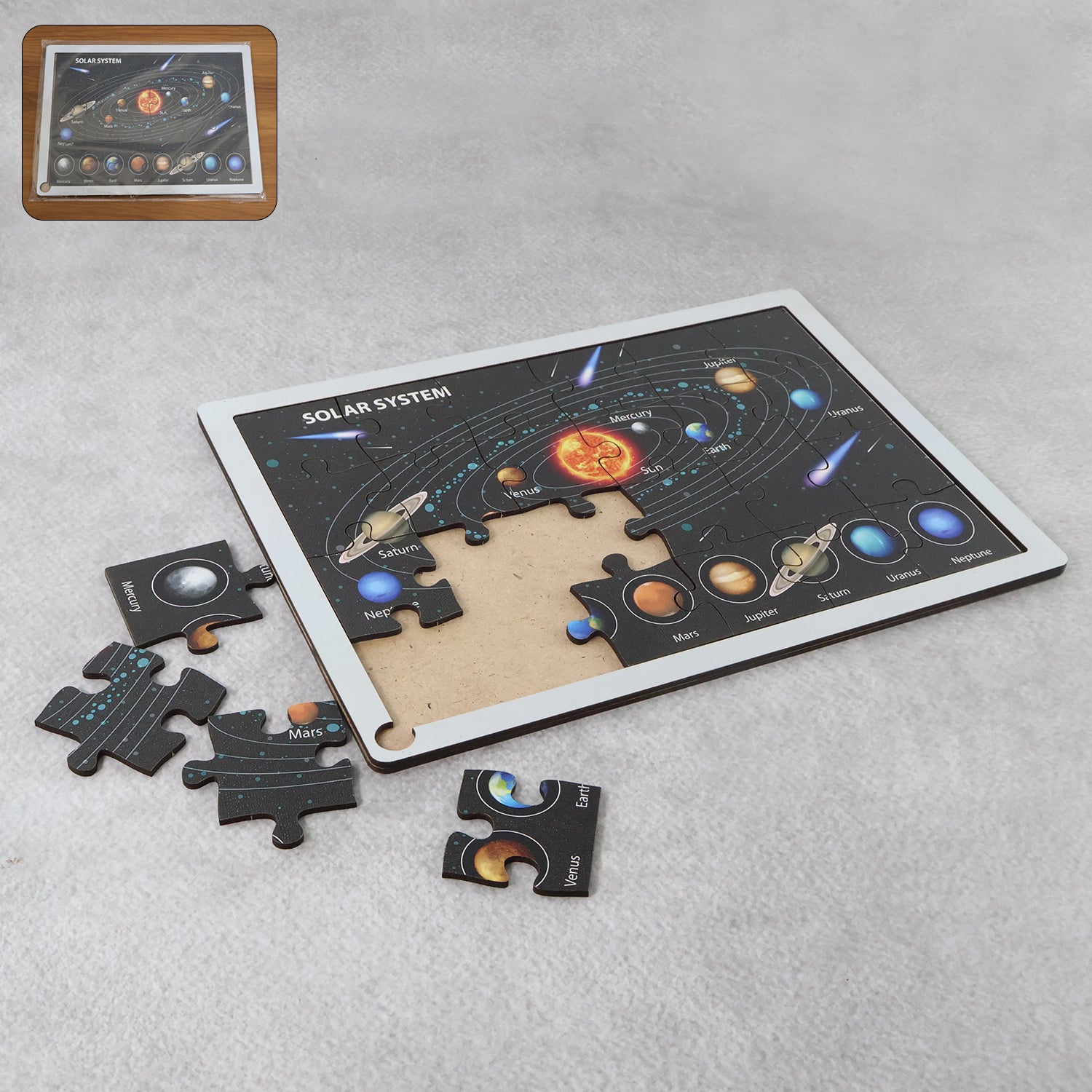 Wooden Puzzle Learning Board for Kids - (1 Pc / Mix Design / random)