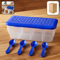 Kitchen Airtight 4-Section Storage Container / Pickle Jar 4 Spoons (1 Pc / Mix Color)