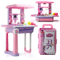 Big Beauty Set Suitcase On Wheel, The Ultimate Beauty Set On Wheels for Girls, Makeup Kit is Easy to Clean & Use, Portable Beauty Set with 25 Pieces for 3 Years BIS Approved. (Beauty Set Trolley)