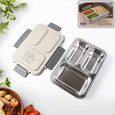 Foodora 3 Grid Stainless Steel Lunch Box | 1 Pc