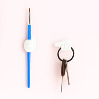 White Multifunctional Multi functional Hand Shape Wall Clip Hanger Keys Cable Holder