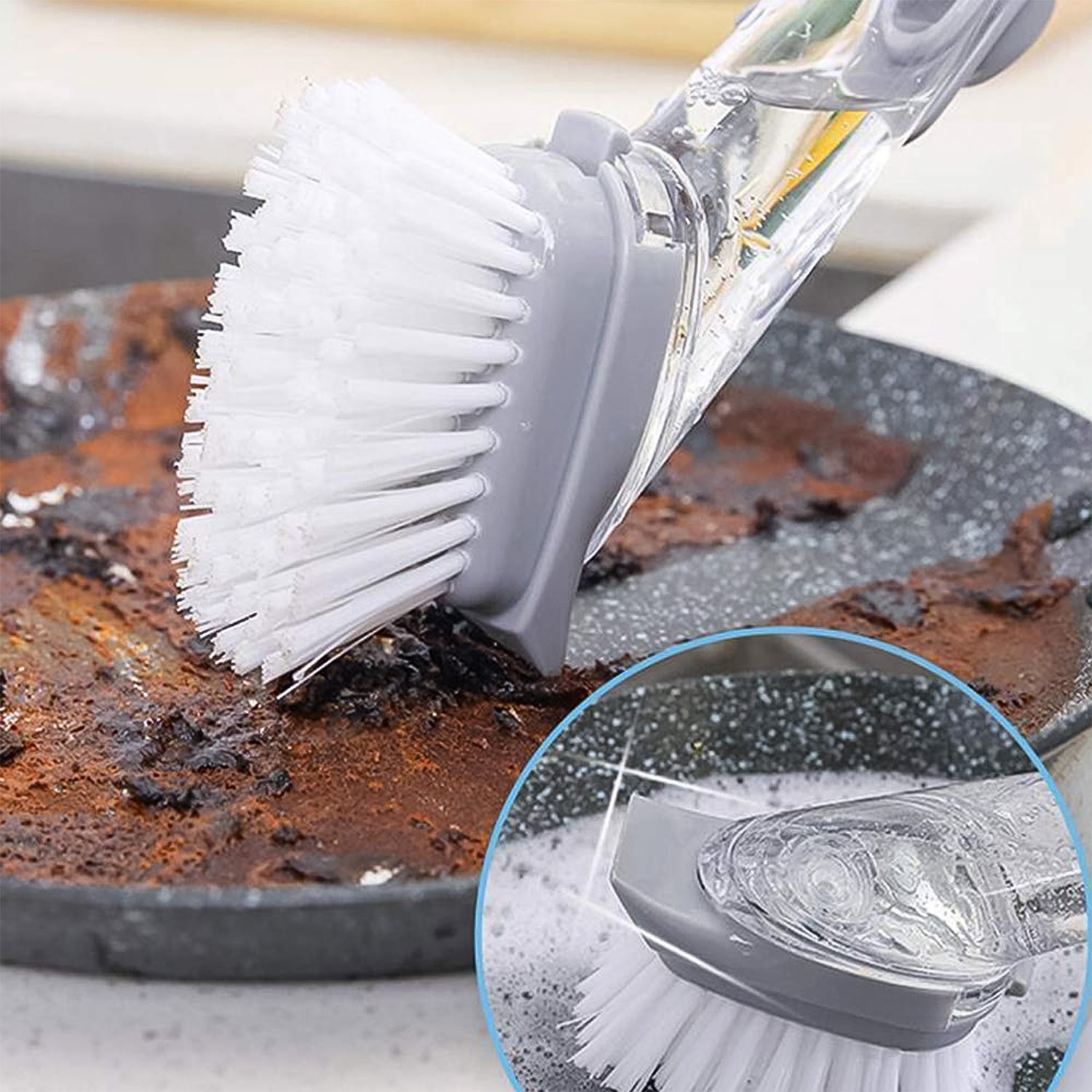 Multipurpose Dish Scrub Brush with Built-In Soap Dispenser (1 Pc)