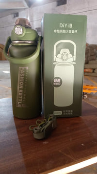 Stainless Steel Water Vacuum Insulated Bottle With Straw (1500ML, Mix Color)