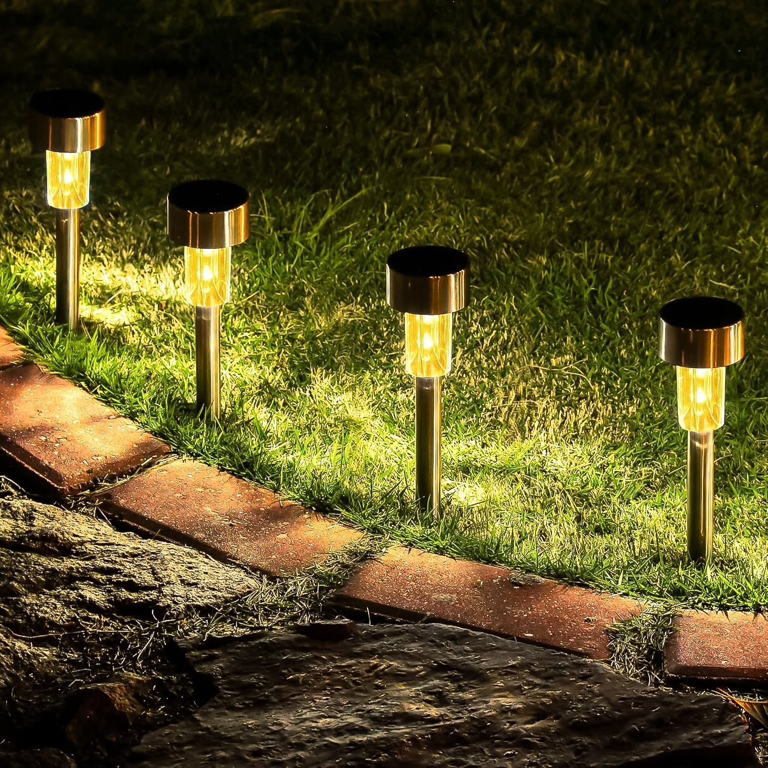 Solar-Powered Stainless Steel Garden Pathway Lights 31x4 cm (2 Pc)
