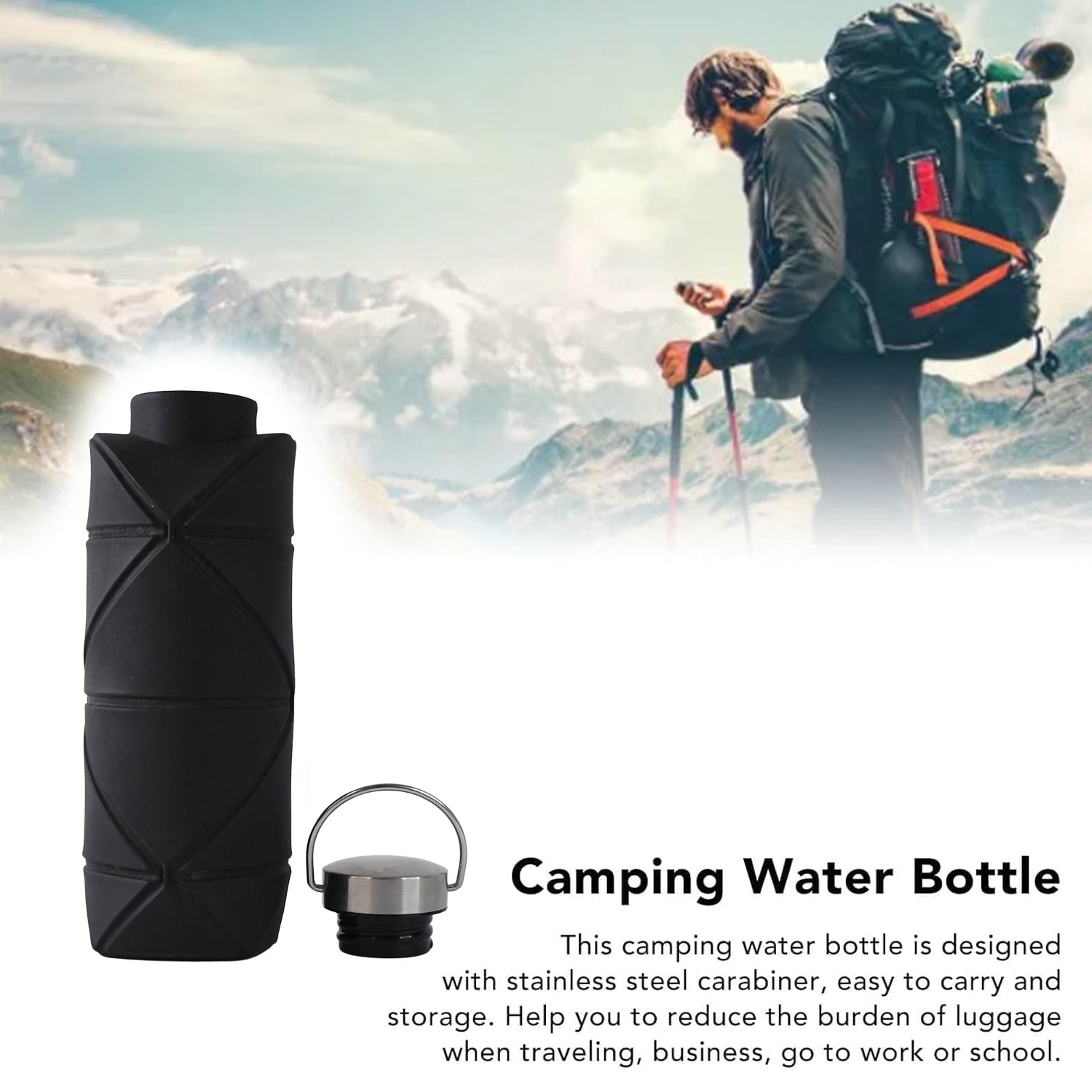 Collapsible Silicone Water Bottle Approx 750lML(1 Pc)