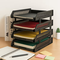 4-Layer Multifunctional File Rack with Drawers for Office Desk