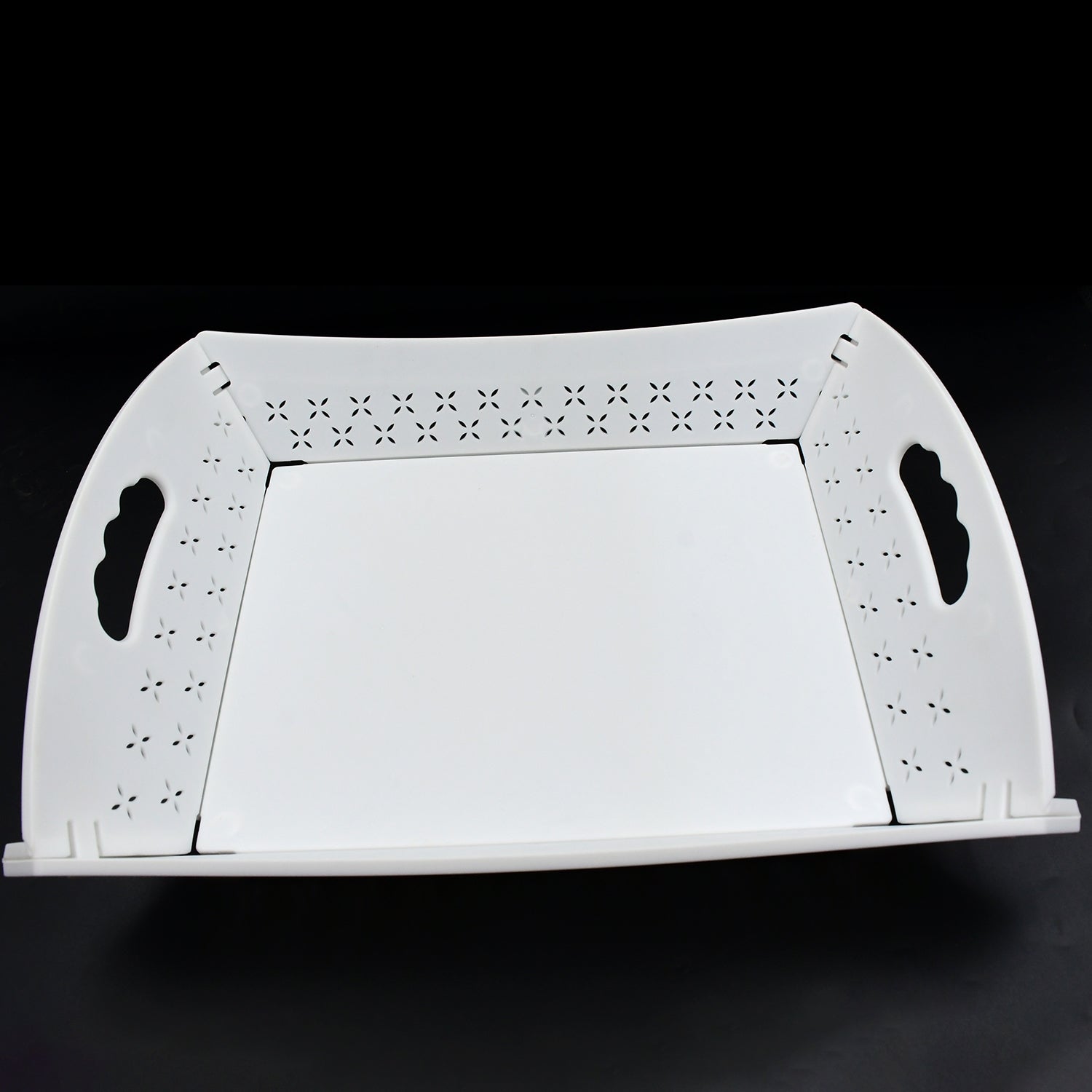 Foldable Plastic Serving Tray - Portable with Handle for Kitchen & Dining (1pc)
