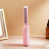 Rechargeable Mini Hair Straightener,  Three Temperature Adjustments Flat Iron Comb (1 Pc)