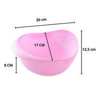 Kitchen strainer bowl, ideal for draining and storing grains like rice.