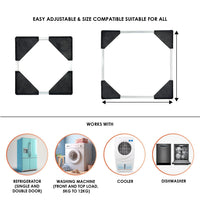 Adjustable Heavy-Duty Fridge and Washing Machine Stand Base Trolley 50x50 cm