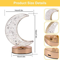 Moon Crystal Touch Table Lamp with 3 Color Dimmable USB Night Light