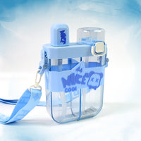 2in1 Dual Compartment Water Bottle with Straw & Adjustable Shoulder Straps (1 Pc/Multi color)