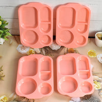 TuffDine Unbreakable Plastic Food Plates | 5 Compartment Square Tray