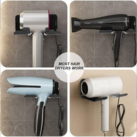 Hair Dryer Holder Wall Mounted Space Plastic Drill Blow Dryer Organizer Rack
