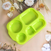 TuffDine Unbreakable Plastic Food Plates | 5 Compartment Square Tray