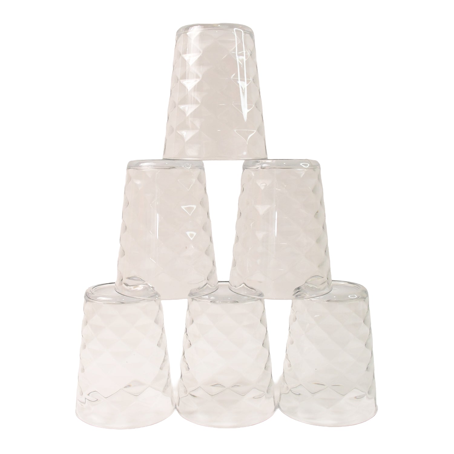Apex Pyramid Design Unbreakable Plastic Glass – 300 ML
