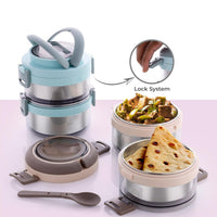 Ganesh Steko-2 Double Layer Stainless Steel Insulated Lunch Box Set