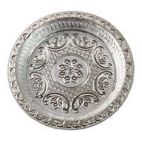 Ornamental Silver Tone Pooja Thali 