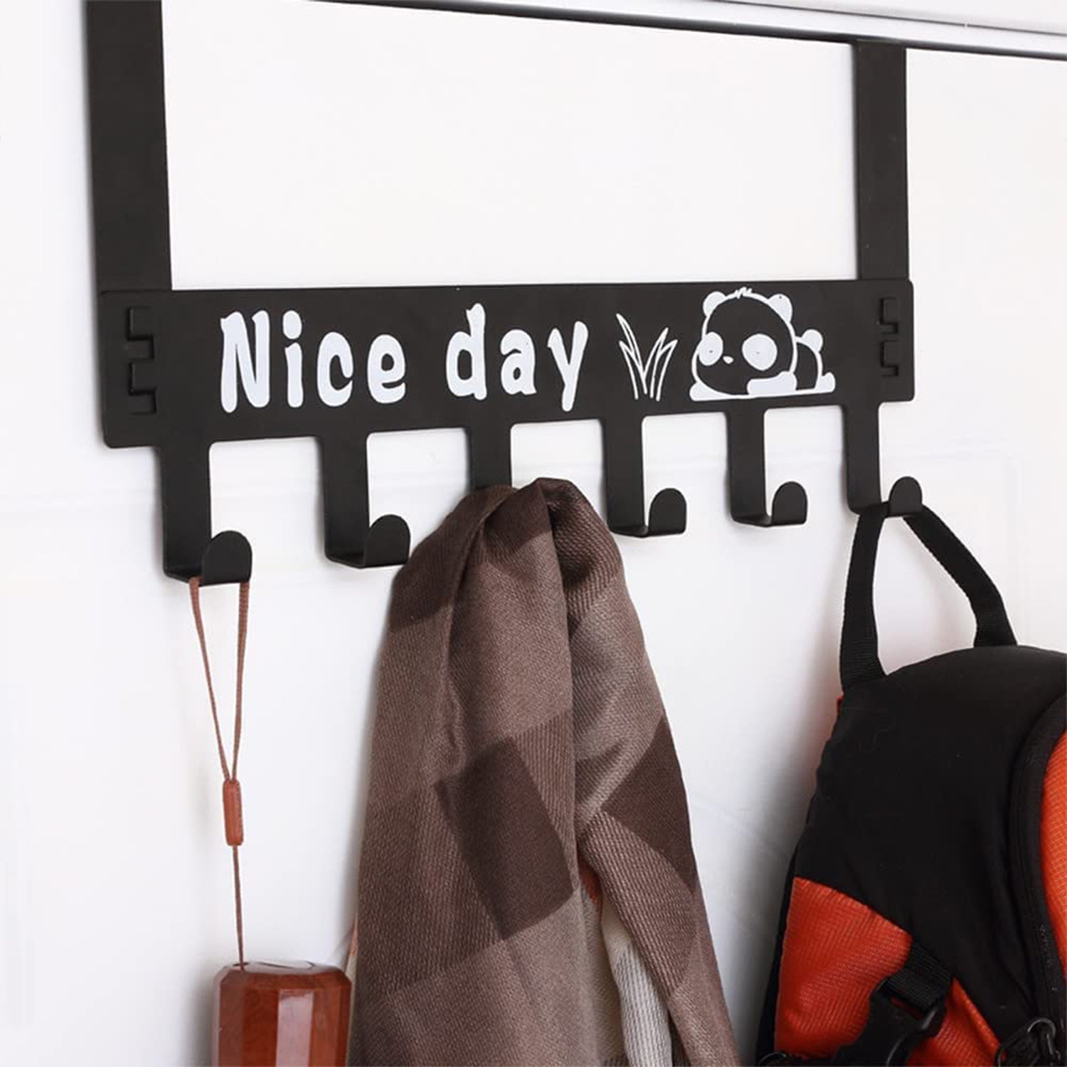 Heavy-Duty Carbon Steel Over Door Hook Rack for Towels & Coats (1 Pc, 6 Hooks)