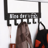 Heavy-Duty Carbon Steel Over Door Hook Rack for Towels & Coats (1 Pc, 6 Hooks)