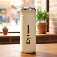 LumiFlask Premium White Glass Water Bottle for Travel & Daily Hydration (1 Pc, 400 ML)