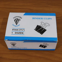 Medium Size Heavy-Duty Black Binder Clips Set (32 mm, 12 Pc)