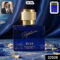 Signature blue perfume bottle packaging design