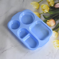 TuffDine Unbreakable Plastic Food Plates | 5 Compartment Square Tray