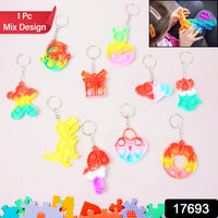 Compact Pop It Keychain – Fun Stress Relief Fidget Toy (1 Pc | Mix Design)
