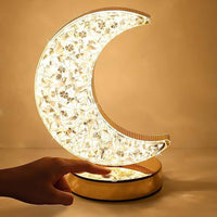 Moon Crystal Touch Table Lamp with 3 Color Dimmable USB Night Light