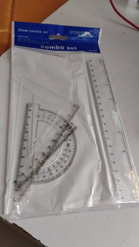Plastic Geometry Set, Triangle Ruler Protractor Straight Ruler (4 Pcs Set)