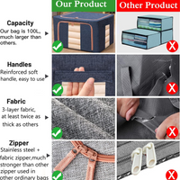 Foldable Steel Frame Clothes Storage Organizer Bag 60x43x32cm (Mix Color)