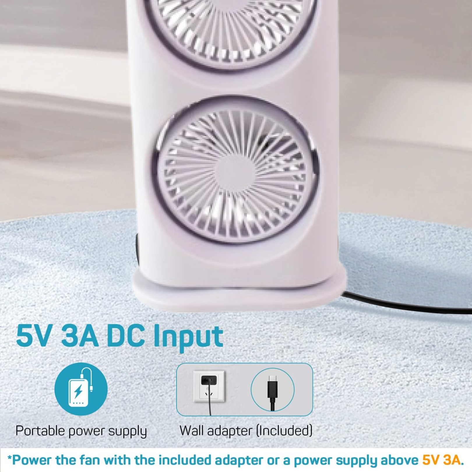 Electric Fan Desktop Double-Head Powerful Air (1 Pc / With Remote / Plug and Play)