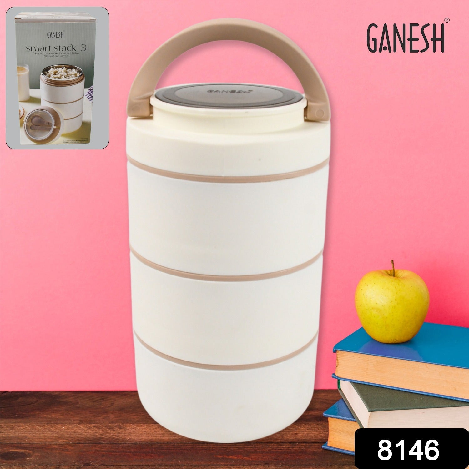 Ganesh Smart Stack 3 Layer Portable Lunch Box  for Office, School, Picnic (3 Layer)