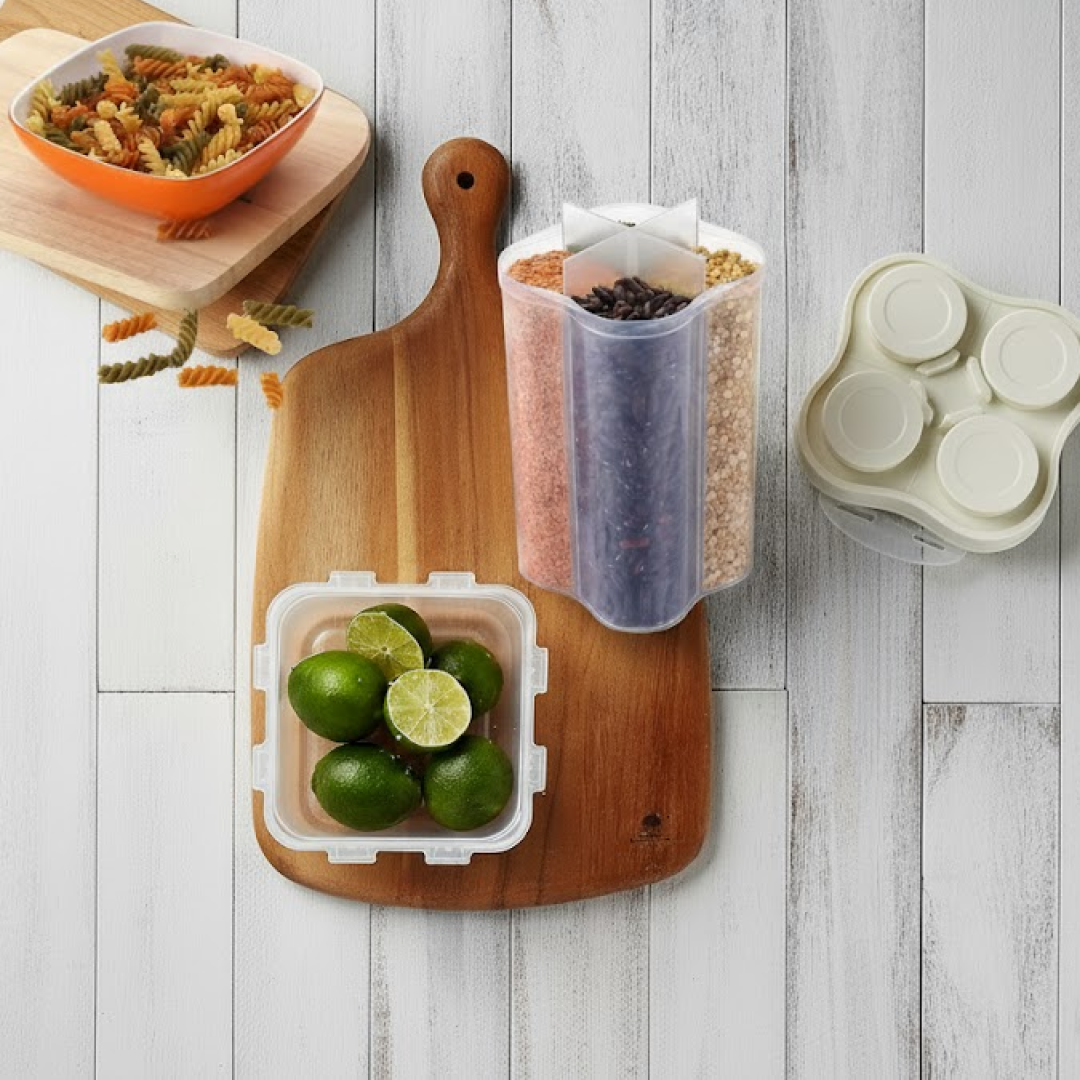 KiviSpace 4-Section Fridge & Grocery Container Jar
