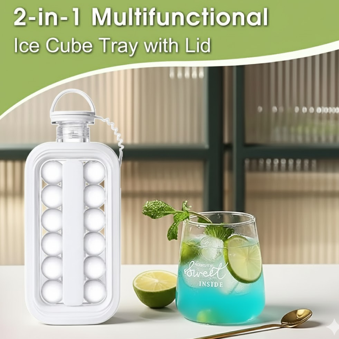 FlexiFreeze Foldable Ice Tray with Lid | 2-in-1 Ice Ball Maker Kettle