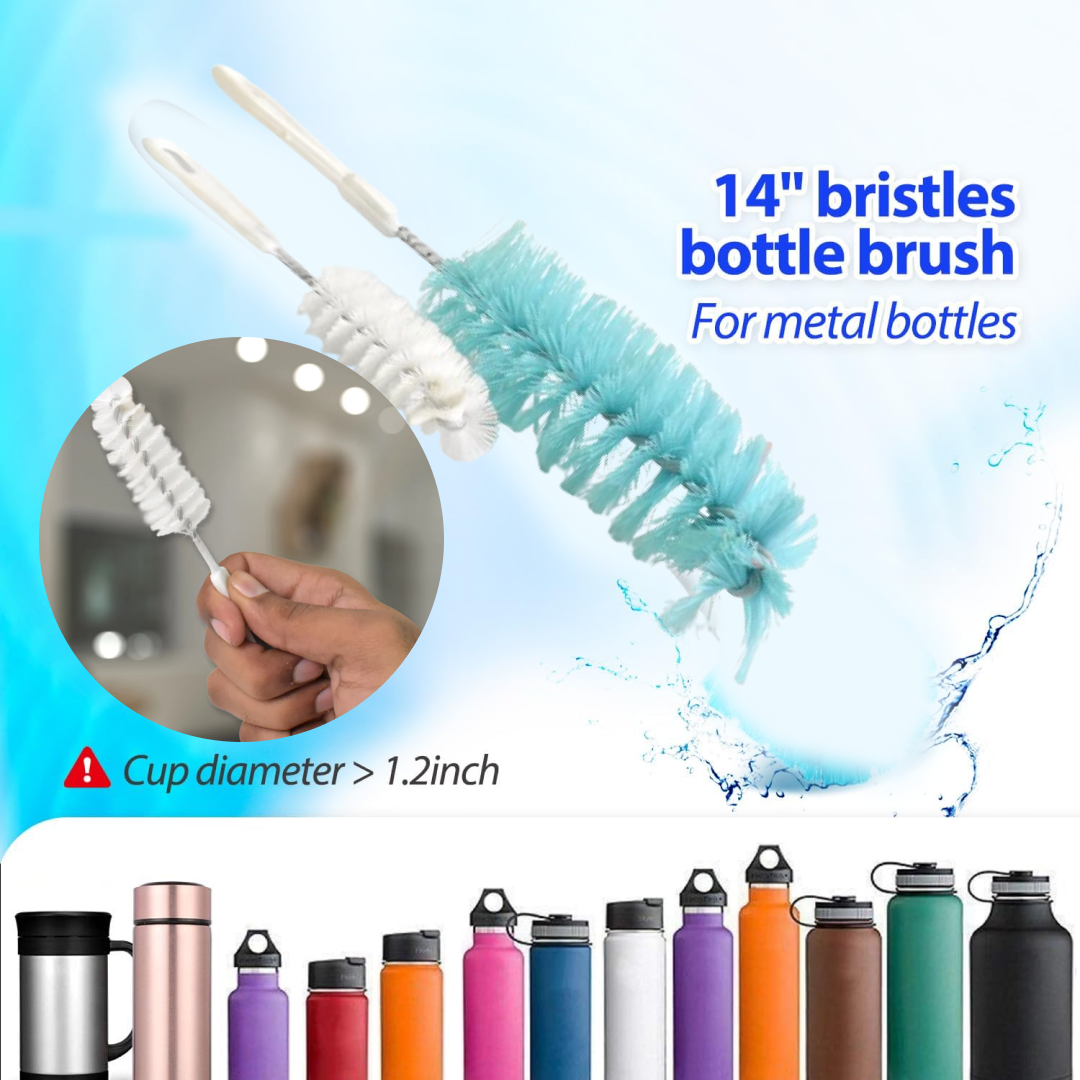 BristleFlex Long Handle Brush for Bottles, Jars & Containers Cleaning