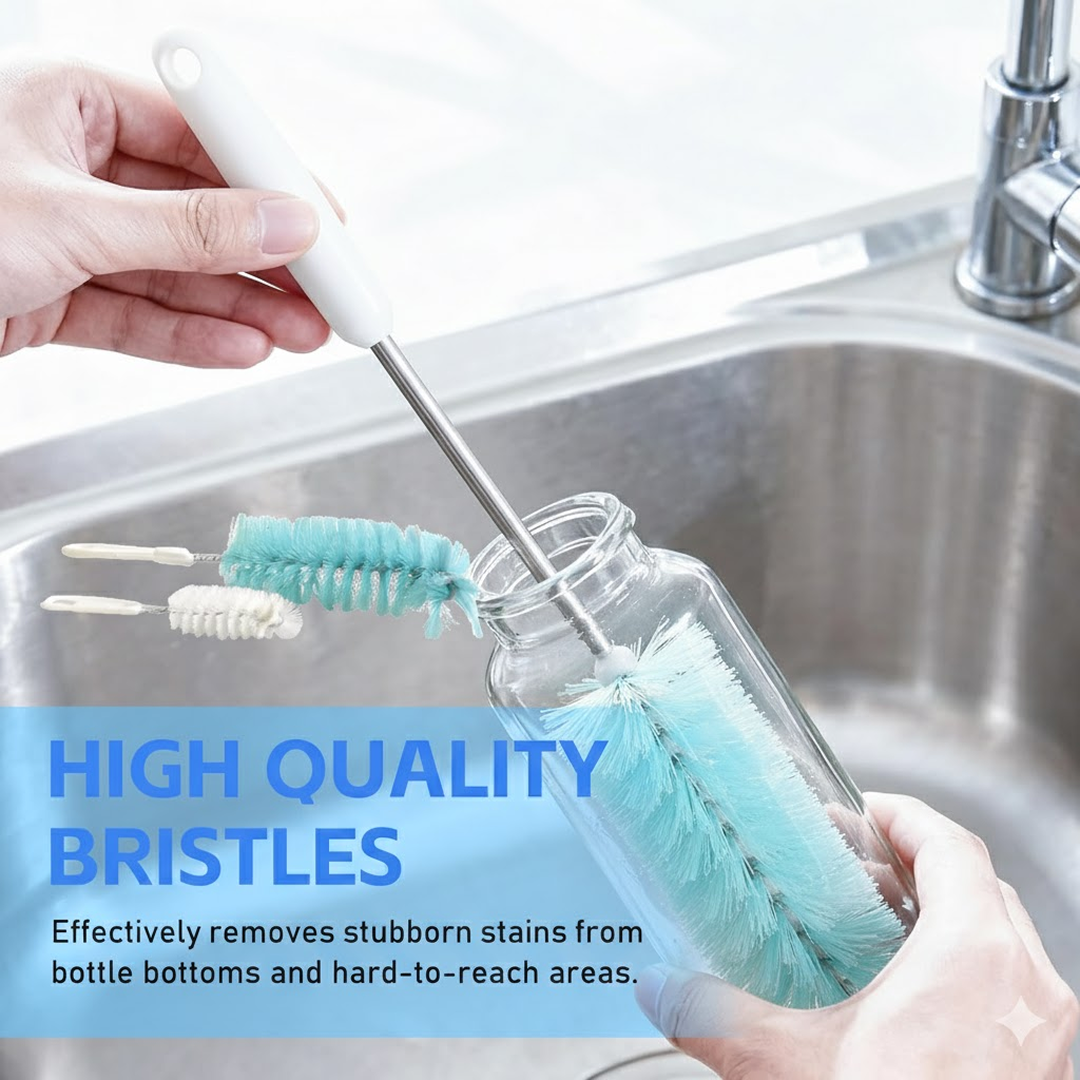 BristleFlex Long Handle Brush for Bottles, Jars & Containers Cleaning