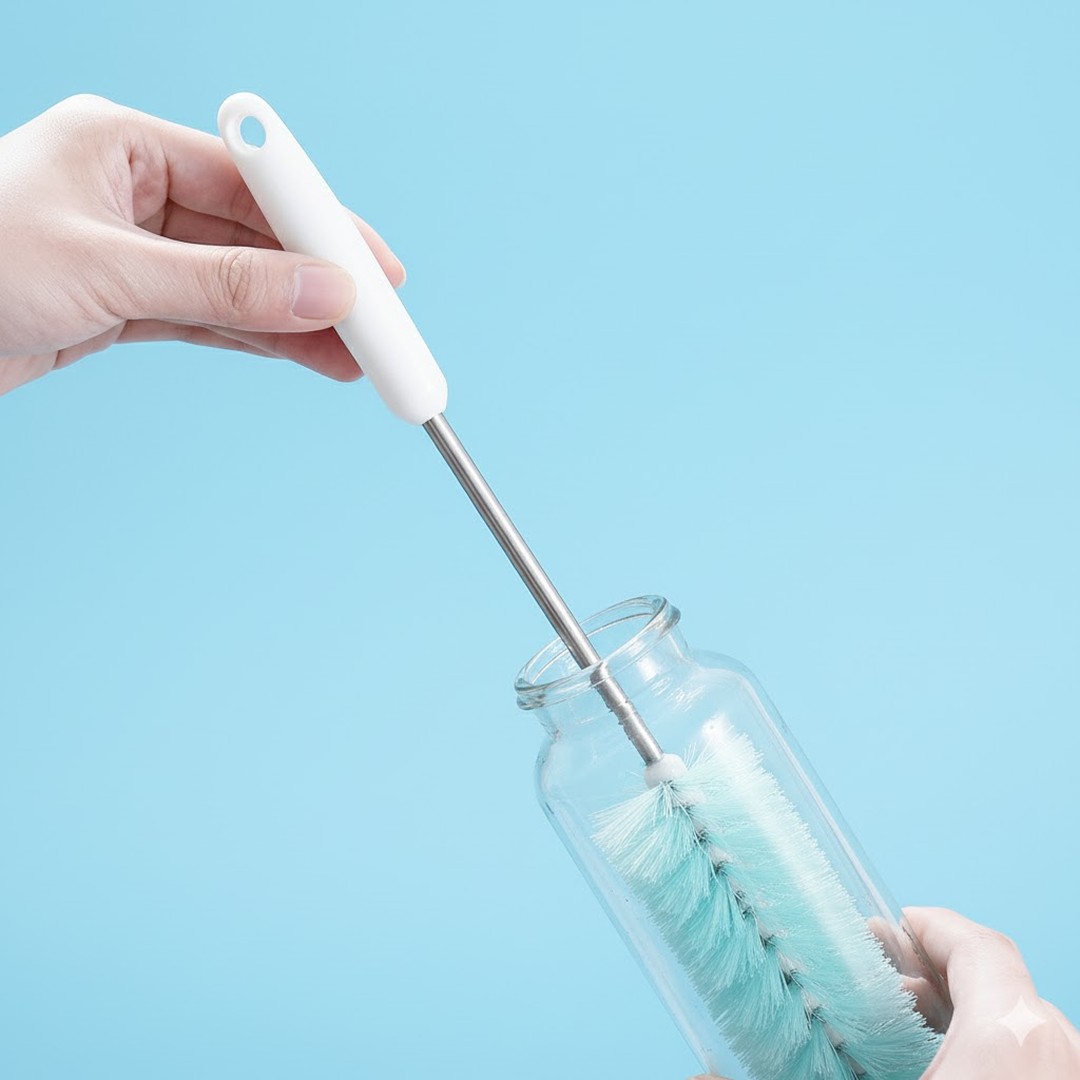 BristleFlex Long Handle Brush for Bottles, Jars & Containers Cleaning