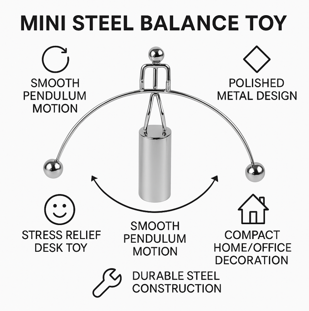 GraviSteel Newton Cradle | Metal Motion Craft Decor