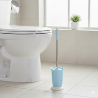 SaniScrub Toilet Plastic Brush with Holder Stand for Indian & Western Toilets