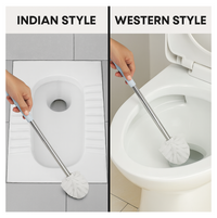 SaniScrub Toilet Plastic Brush with Holder Stand for Indian & Western Toilets