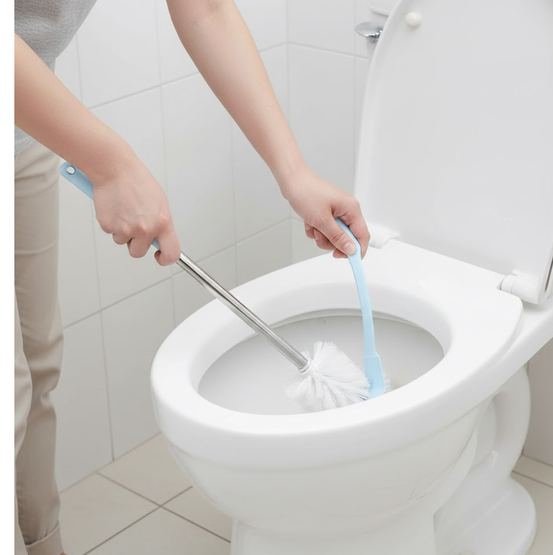 SaniScrub Toilet Plastic Brush with Holder Stand for Indian & Western Toilets