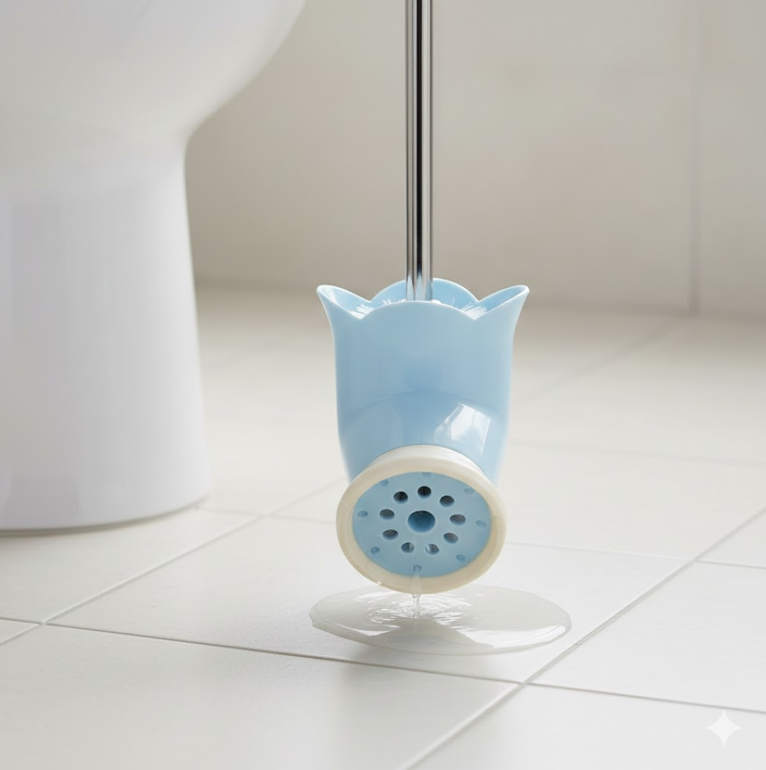 SaniScrub Toilet Plastic Brush with Holder Stand for Indian & Western Toilets