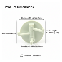 180° Rotating Punch-Free 3-Hook Sticky Hook – 1 Pc