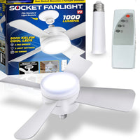 Original Cool LED Socket Fan Light 1000 Lumens 5000K Remote Controlled